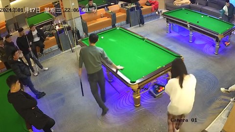 Pool player pots almost all the balls from the break