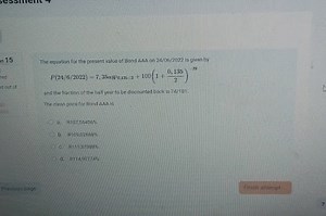 15The equation for the present value of Bond aAa on 24/06/2022... | Filo