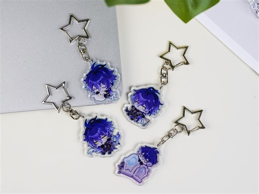Genshin Impact Flins Chibi Acrylic Keychain Set - Star Clasp Keyrings for Functional Fandom Accessorizing - Etsy