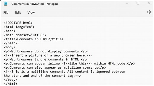 Comments in HTML - Instructions - TeachUcomp, Inc.
