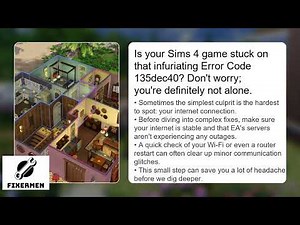How to Fix The Sims 4 Error Code 135dec40 – Update Not Installing