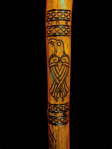 Norse Raven Staff https://runesandroots.etsy.com #vikings #viking #norsepaganism #woodcarving #walkingstick