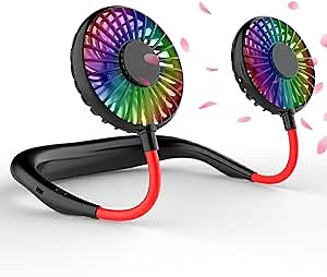 Portable Hands-Free Hanging Neck Fan - Rechargeable Mini Neckband Sports Cooler USB Fan, 2000mAh, 3 Speeds, 360° Adjustable with Aromatherapy & LED,Wearable Headphone Design,for Outdoor,Office,Travel