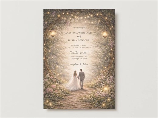 Editable Wedding Invitation Template, Fairytale, Fairy, Rustic, Enchanted Invite, Printable Wedding Invite, Instant Download, Canva Template - Etsy