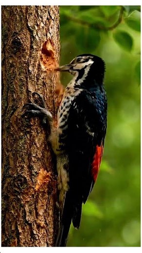 Woodpecker Carves a Perfect Tree Nest 🪵🐦 | Incredible Timelapse Build #birds #nature #shortsvideo
