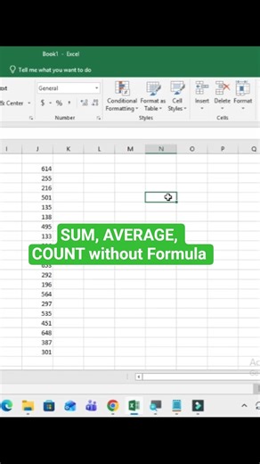 Office Excel Trick 😱 ! SUM, AVERAGE AND COUNT bina Formula in Excel #exceltips #exceltrick