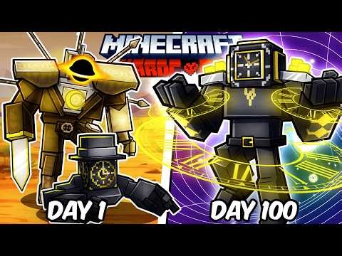 I Survived 100 Days as FUTURE CLOCKMAN in Hardcore Minecraft!