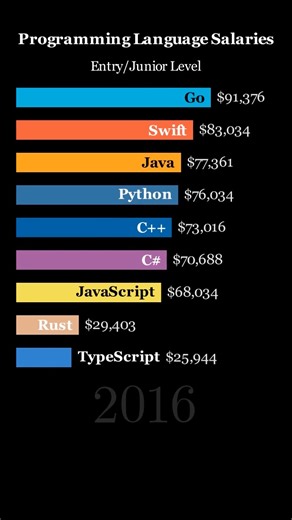 Which Programming Language Pays the Most? 🏆#developer #data #computerscience #career #money #shorts