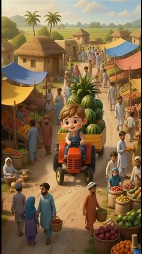 Pakistani Cartoon Boy Selling Fruits in Bazar 🍉🍍🍓 | Ai Pakistani cartoon.Kabir Garden