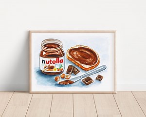 Bread and Nutella Watercolor Art Print, Digital Download, Chocolate Dessert Kitchen Wall Decor, High Resolution File Printable Artwork - Etsy