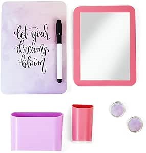 Rejuvet Pink and Purple Locker Accessories - 7 Piece Locker Decor, Girls Locker Accessories, Locker Accessories for Girls in Middle School, Cute Aesthetic Magnetic Locker Accessories