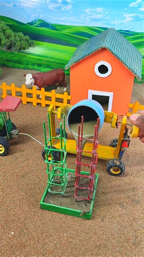 mini tractor video bulid strong rcc piller | machine construction project | #shorts #youtubeshorts