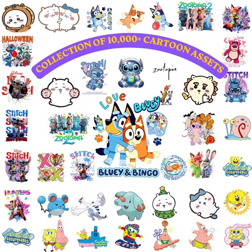 10,000  Cute Cartoon Characters PNG Asset Pack | A Fun, Colorful, and High-quality Collection of Cartoon PNG Assets | Cartoon Characters - Etsy