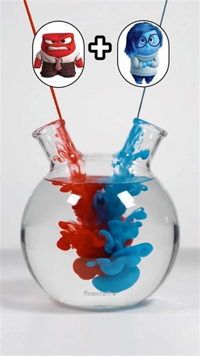 Inside out characters color mixing 🔴 + 🔵 #asmr #satisfying #colormixing #shorts #insideout