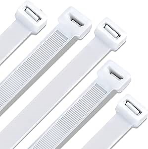 Ultra Strong Heavy Duty Zip Ties 12 Inch (200-Pack) -120LB Tensile Strength- Industrial Large Cable Ties for Outdoor Use, 0.3" Wide All-Weather Nylon Ties (White)