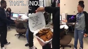 High school student asks date to the prom using hot chicken wings