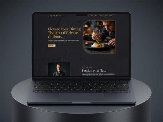 Kit de modèles Elementor de chef privé de luxe - Conception de site Web WordPress pour la restauration et les chefs personnels - Mise en page moderne d'une page or foncé - Etsy France