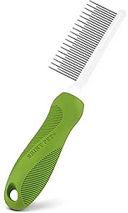 Detangling Pet Comb for Dogs & Cats - Detangler Grooming Tool with Long & Short Stainless Steel Metal Teeth for Dematting Matted Fur, Combing Out Knots, Removing Tangles from Undercoat - Ebook Guide