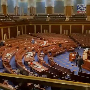 39K views · 311 reactions | Video from the gallery inside House Chambers shows the moments that chaos unfolded and U.S. Representatives were told to wear gas masks and hide as Trump supporters stormed the U.S. Capitol. Live updates --> boston25.com/35iGLu9 | Boston 25 News | Facebook