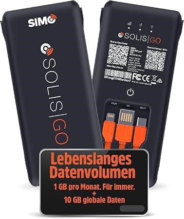 SIMO Solis Go Mobiler WLAN Router mit 1GB/Monat lebenslang, 300 Mbps, tragbares WLAN für unterwegs ohne vertrag in über 140 Ländern, 4G Router Hotspot für 10 Geräte