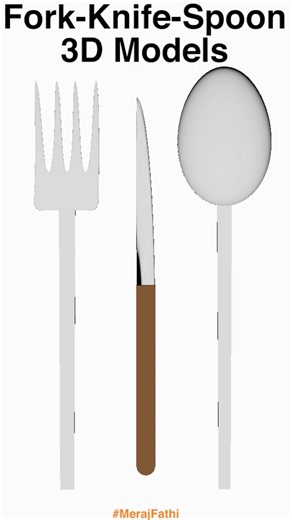 Fork-Knife-Spoon 3D Models (No AI) #shorts