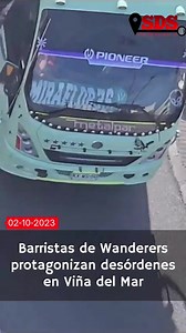 Desórdenes en diferentes puntos de Viña del Mar han protagonizado esta tarde barristas de Wanderers que se dirigen a Quillota. Un bus fue fiscalizado por Carabineros en Feria Caupolicán y sacado de circulación por no tener la documentación exigida. | Sitio del Suceso