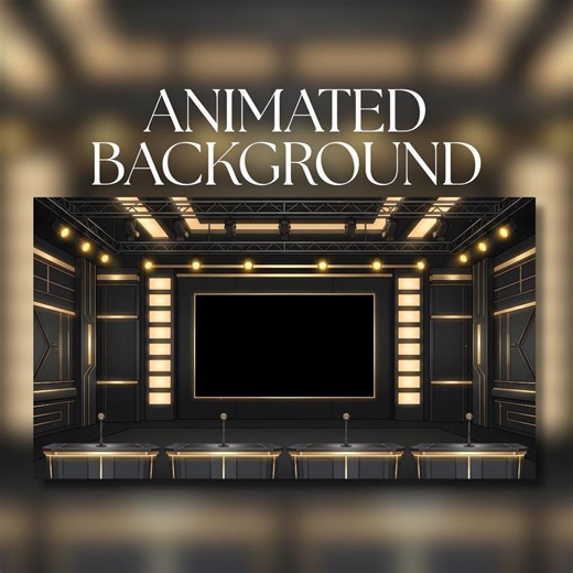Animated Background | Gold & Black Game Show Stage With Contestant Podiums | Vtuber Streaming Background | AVT26 - Etsy