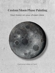 Valentines Day Gift - Moon Phase Painting by Date – Custom Moon Wall Art, Personalized Celestial Gift - Etsy