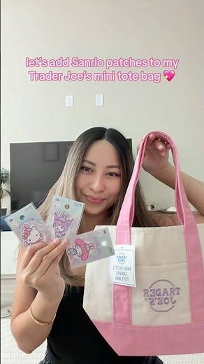 little diy project with the mini pastel trader joe’s tote bag 💖 #traderjoes #traderjoestotebag