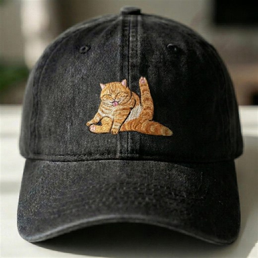 Embroidered Cat Baseball Cap: Washed Cotton, Unisex Bachelorette Party Hat - Etsy