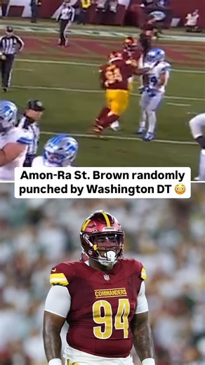 Who Likes Sports? on Instagram: "Commanders DT Daron Payne was ejected after he randomly swung on Amon-Ra St. Brown 🥴 #daronpayne #amonrastbrown #commanders #lions #nfl #football #rickjames #chappelleshow #lol #funny #slap #punch #lmao #bruh #wtf #nah #chill #fight #lmfao #wow #detroitlions #charliemurphy #davechappelle #hilarious #viral #explore"