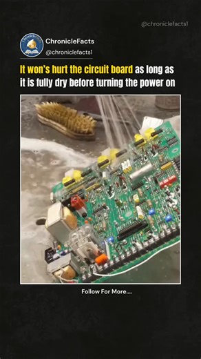 ChronicleFacts | This Instagram reel shows a gloved hand washing a green circuit board with soapy water under a tap, proving that water does not... | Instagram
