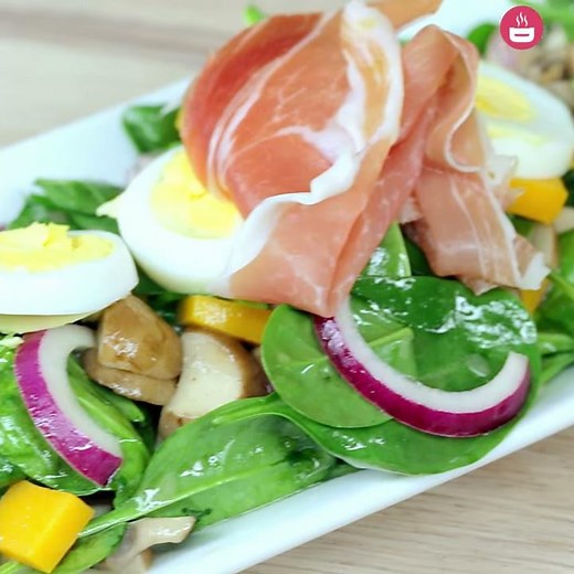 Warm Mushroom and Spinach Salad