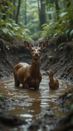 Elephant Rescues Deer Trapped in Mud | Emotional Wildlife Story