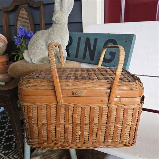 Vintage Lacquer Lunch Box, Picnic Basket, Sewing Box, Storage Basket - Etsy