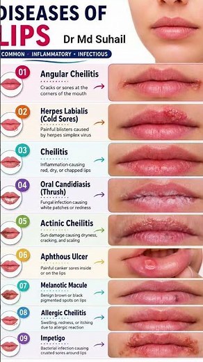 Common Diseases of the Lips #LipDiseases #MedicalEducation #Dermatology #OralHealth #HealthAwareness