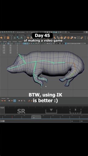 I made a funny run animation for my Pig 🐷 😂.Day 45 of making a game in Unity #3d #animation #rigging