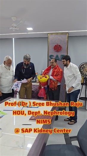 Dr. Mohammed Shoeb Ahmed Khan on Instagram: "Honoured by the visit of Dr. Sree Bhushan Raju, Head of Unit, Nizam’s Institute of Medical Sciences, to SAP Kidney Center. His appreciation and support for the Kidney Warrior Project strengthens our resolve to focus on prevention, awareness, and early care — before dialysis becomes a reality. Together, with humility and knowledge, we move closer to a Dialysis-Free India. 💙 Become a Kidney Warrior 📲 WhatsApp: 9281443869 Ilm jab niyyat se milta hai, s