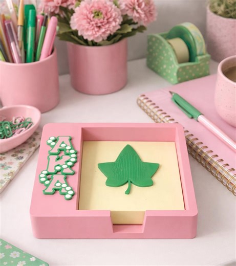 AKA Sorority Post-it Note Holder, Pink & Green 3D Printed Desk Decor - Etsy