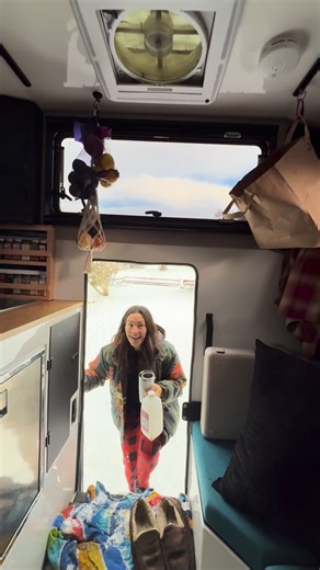 Nikki Delventhal on Instagram: "It’s my birthday and I’m living in my van next to my boyfriend in his truck, I ate carrot cake for breakfast, 💩 in a bag, had my favorite style coffee, surrounded by 5 inches of fresh snow cover, next to a crystal clear lake and mountains and 5 of my 7 favorite boys (atlas and dad are next weeks surprise haha) & now I’m about to SHRED from my van. Unlocked cool points. Love you Camp Daddy."