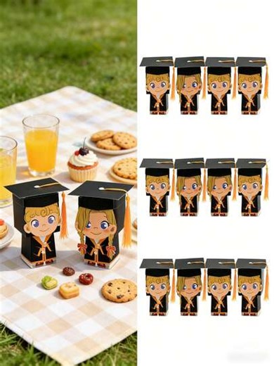 10Pcs Class Of 2026 Graduation Favor Boxes, Graduation Gift Boxes, DIY Graduation Cap Treat Boxes, 2026 Graduation Party Favor Boxes, Class Of 2026 Graduation Boxes, Grad Cap DIY Treat Boxes For Grad Party Supplies, Grad Cap Candy Boxes For Graduation Party, Grad Favor Boxes For Picnic & Party Decor | SHEIN