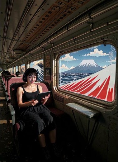 Ayako Reading | Ukiyo-e Vangogh Landscape