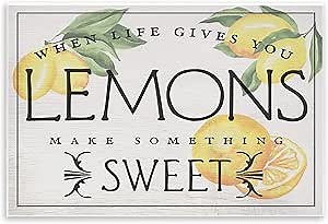 Stupell Industries Life Gives Lemons Bold Citrus Fruit Border Sign Wood Wall Art, Design By Daphne Polselli