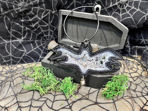 Large Beaded Bats With Wire Frame and Glass Beads - Black and White Colors - Etsy