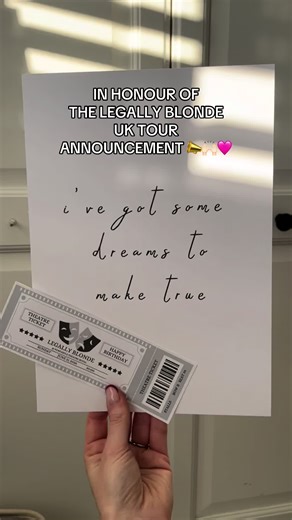 Legally Blonde UK Tour announcement is everything 🙌🏻🩷 new to our Etsy store! Perfect for gifting a ticket! Where will you catch the show on tour? #legallyblondethemusical #whatsonstage #wos #theatretok