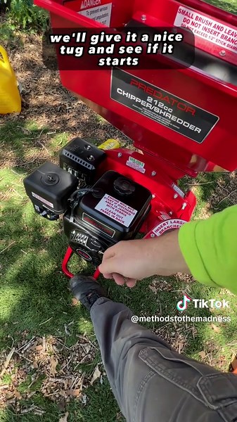 Got the Predator 212cc Chipper/Shredder and this is the first start! #masteringmayhem #tools #landscaping #treeclearing #woodchipper #predator #harborfreight #tools #harborfreight @Harbor Freight