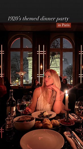 Ophélie Schaffar / Travel Blogger on Instagram: "Go back in time with this epic 1920’s themed dinner party in Paris ✨ You will enjoy experiencing the roaring 20’s at the @victoriaparisrestaurant every Wednesday with their Great Gatsby inspired @velvet_dinner 🪩🕺🏻🍾🥂! Burlesque shows 🤫, glimmering candlelight 🕯️, luxury environment ✨, festive music 🥳 and stunning views on the Arc de Triomphe 🤩: so many good reasons to book a table for dinner here! Don’t forget to dress up with your most g