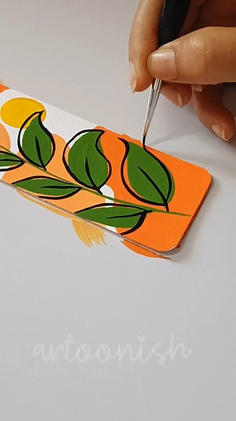 Aesthetic Orange+ Green+Yellow Boho Art Bookmark🧡💛💚Minimal Abstract Painting #bookmark #bohoart #diy