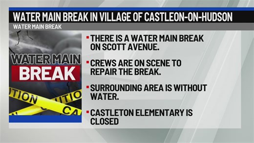 Water main break in village of Castleton-on-Hudson