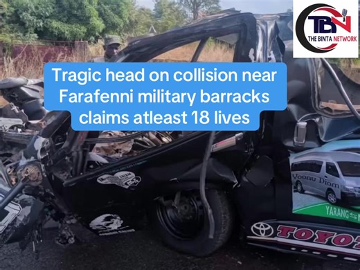 Tragic head on collision near Farafenni military barracks claims atleast 18 lives.